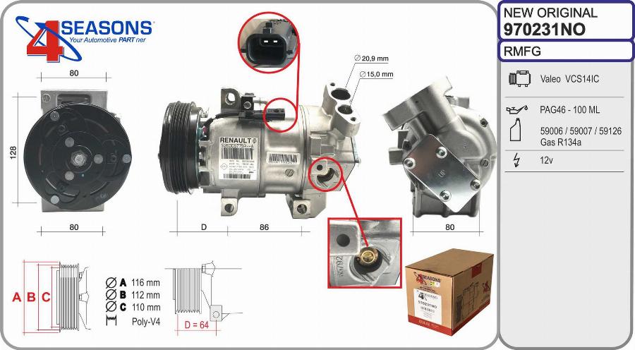 AHE 970231NO - Compressore, Climatizzatore www.autoricambi360.it
