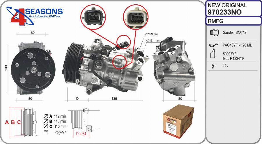 AHE 970233NO - Compressore, Climatizzatore www.autoricambi360.it