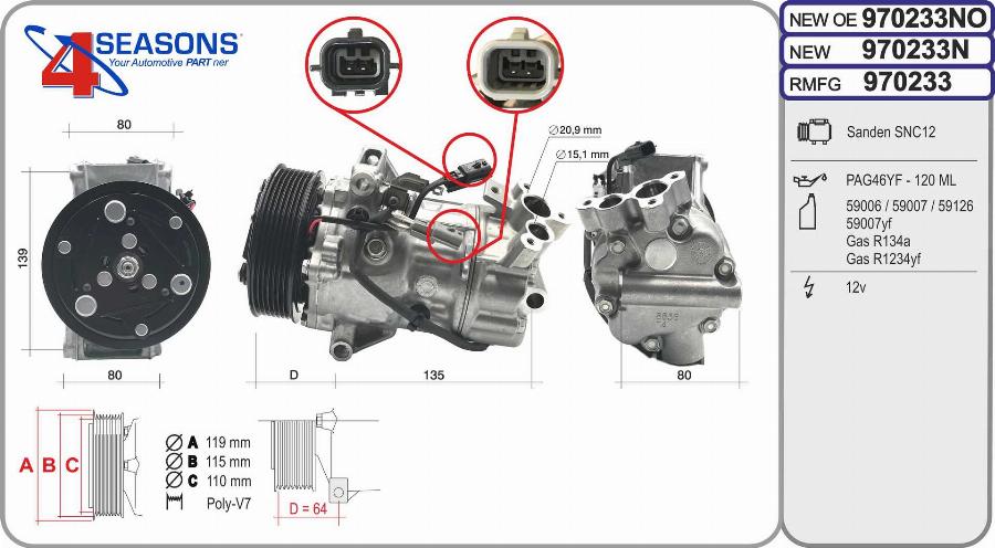 AHE 970233 - Compressore, Climatizzatore www.autoricambi360.it