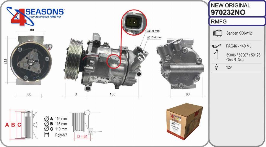 AHE 970232NO - Compressore, Climatizzatore www.autoricambi360.it