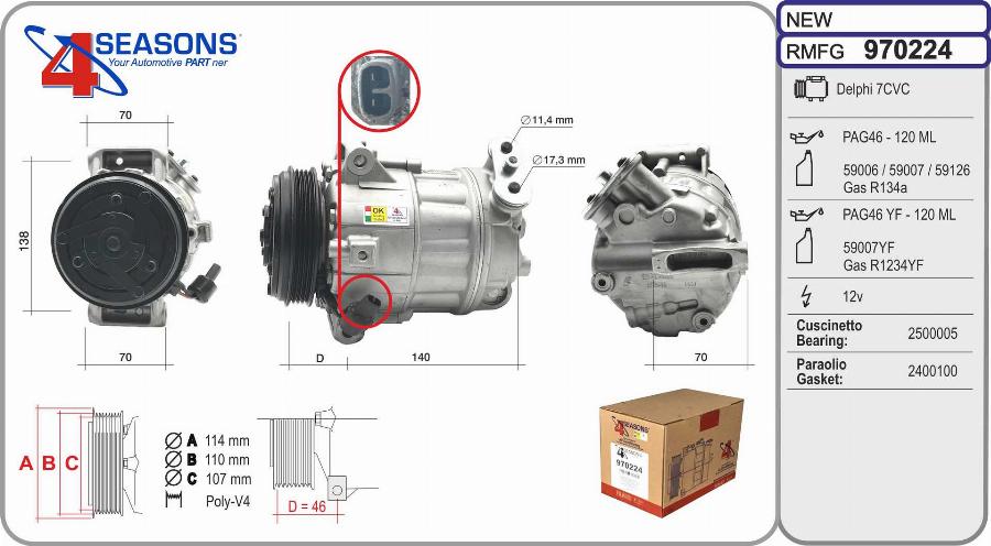AHE 970224 - Compressore, Climatizzatore www.autoricambi360.it
