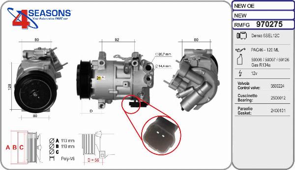 AHE 970275 - Compressore, Climatizzatore www.autoricambi360.it