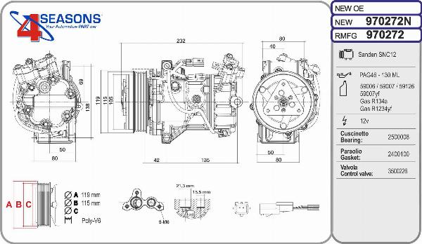AHE 970272N - Compressore, Climatizzatore www.autoricambi360.it