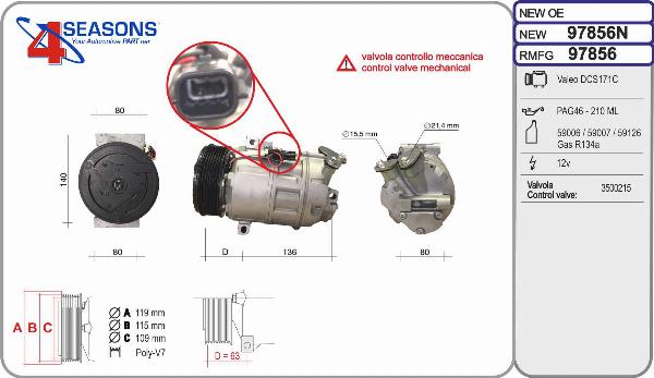 AHE 97856N - Compressore, Climatizzatore www.autoricambi360.it