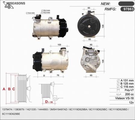 AHE 97863 - Compressore, Climatizzatore www.autoricambi360.it