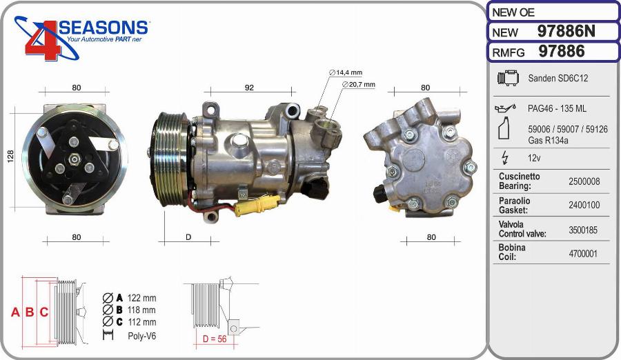 AHE 97886N - Compressore, Climatizzatore www.autoricambi360.it