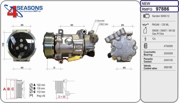 AHE 97886 - Compressore, Climatizzatore www.autoricambi360.it