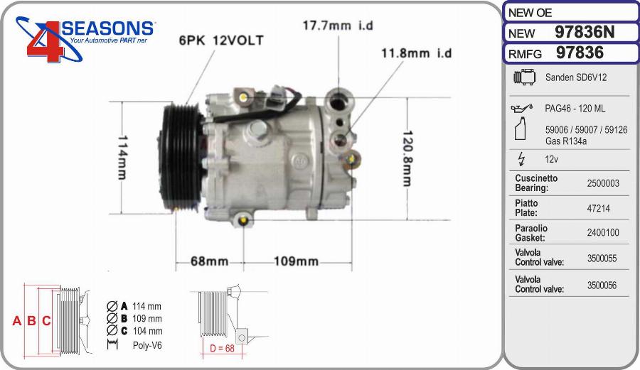 AHE 97836N - Compressore, Climatizzatore www.autoricambi360.it