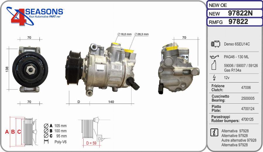 AHE 97822N - Compressore, Climatizzatore www.autoricambi360.it