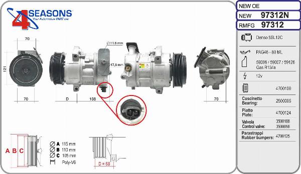 AHE 97312N - Compressore, Climatizzatore www.autoricambi360.it