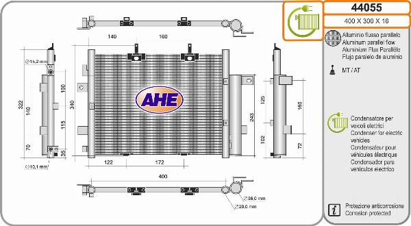 AHE 44055 - Condensatore, Climatizzatore www.autoricambi360.it