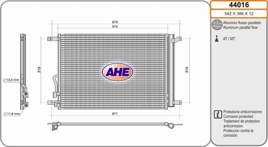 AHE 44016 - Condensatore, Climatizzatore www.autoricambi360.it