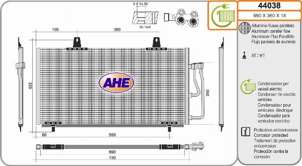 AHE 44038 - Condensatore, Climatizzatore www.autoricambi360.it