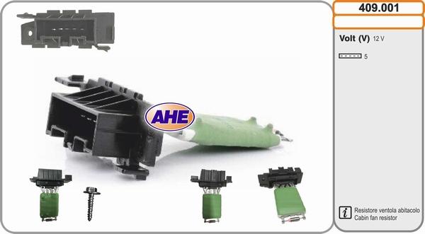 AHE 409.001 - Resistore addizionale, Elettromotore-Ventola radiatore www.autoricambi360.it