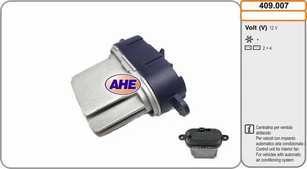 AHE 409.007 - Centralina, Ventola elettr. (Raffreddamento motore) www.autoricambi360.it