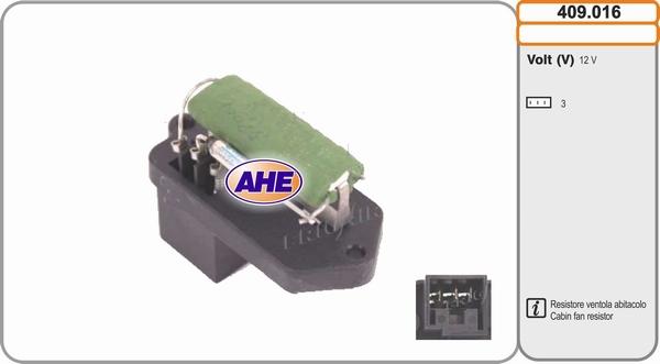 AHE 409.016 - Resistore addizionale, Elettromotore-Ventola radiatore www.autoricambi360.it