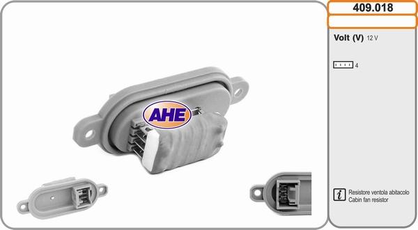 AHE 409.018 - Resistore addizionale, Elettromotore-Ventola radiatore www.autoricambi360.it