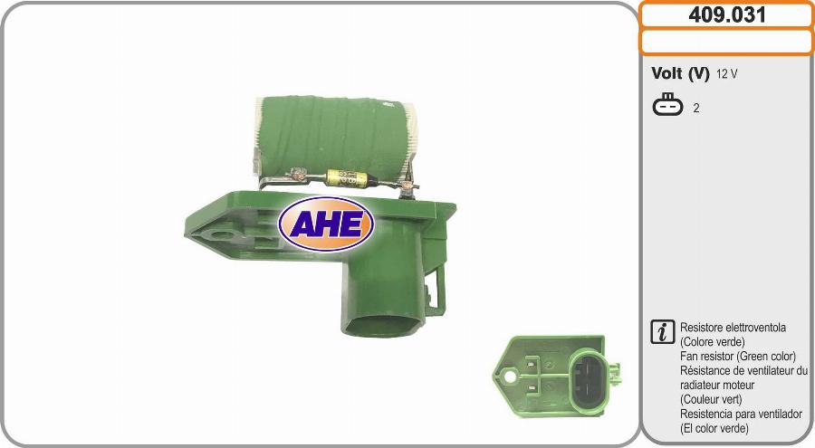 AHE 409.031 - Resistore addizionale, Elettromotore-Ventola radiatore www.autoricambi360.it