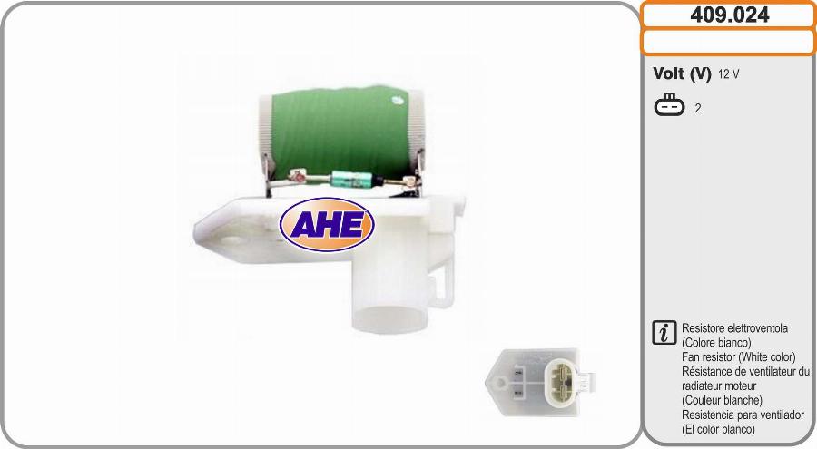 AHE 409.024 - Resistore addizionale, Elettromotore-Ventola radiatore www.autoricambi360.it