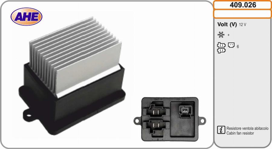 AHE 409.026 - Resistore addizionale, Elettromotore-Ventola radiatore www.autoricambi360.it