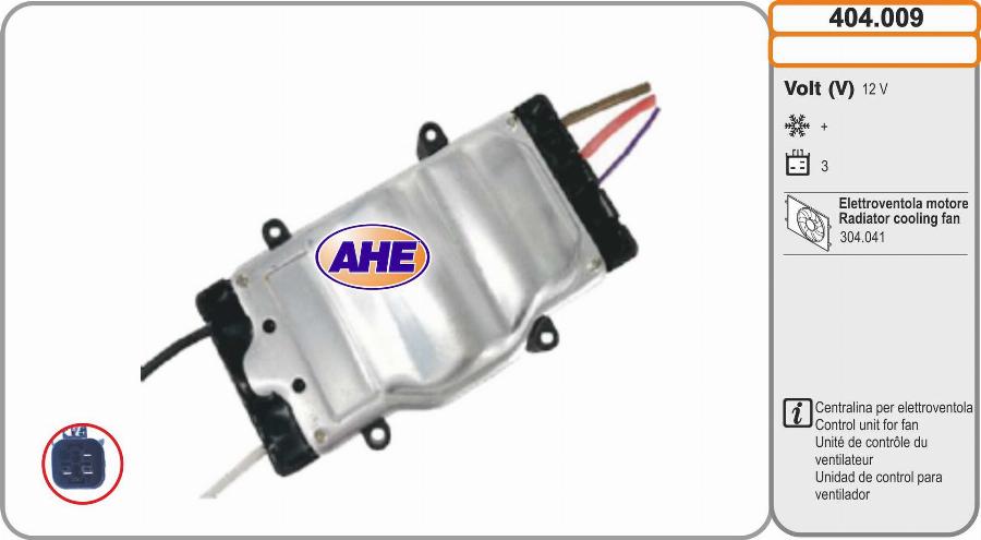 AHE 404.009 - Centralina, Ventola elettr. (Raffreddamento motore) www.autoricambi360.it