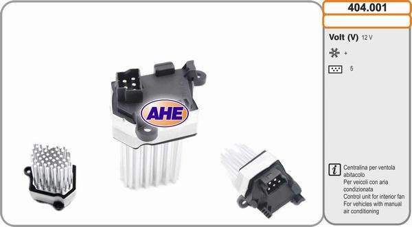 AHE 404.001 - Centralina, Ventola elettr. (Raffreddamento motore) www.autoricambi360.it