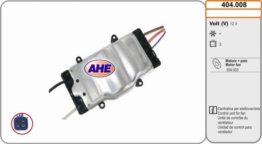 AHE 404.008 - Centralina, Ventola elettr. (Raffreddamento motore) www.autoricambi360.it