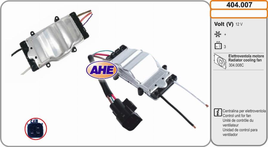 AHE 404.007 - Centralina, Ventola elettr. (Raffreddamento motore) www.autoricambi360.it