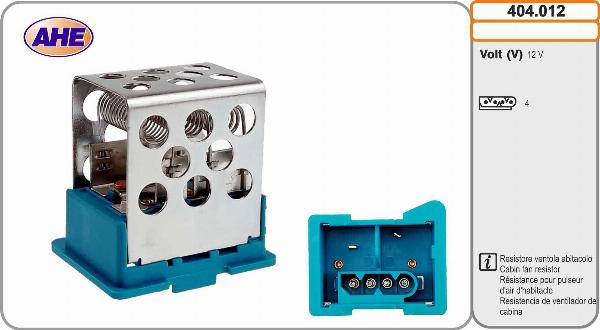 AHE 404.012 - Resistore addizionale, Elettromotore-Ventola radiatore www.autoricambi360.it