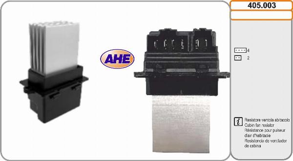 AHE 405.003 - Resistore addizionale, Elettromotore-Ventola radiatore www.autoricambi360.it