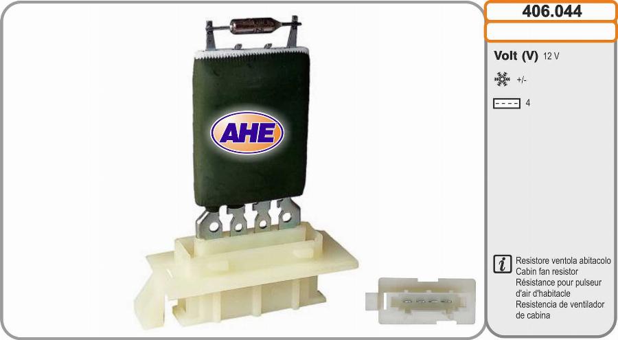 AHE 406.044 - Resistore addizionale, Elettromotore-Ventola radiatore www.autoricambi360.it