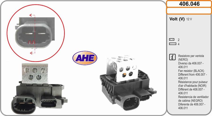 AHE 406.046 - Resistore addizionale, Elettromotore-Ventola radiatore www.autoricambi360.it
