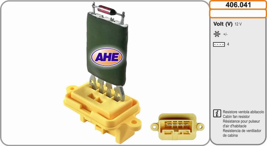 AHE 406.041 - Resistore addizionale, Elettromotore-Ventola radiatore www.autoricambi360.it
