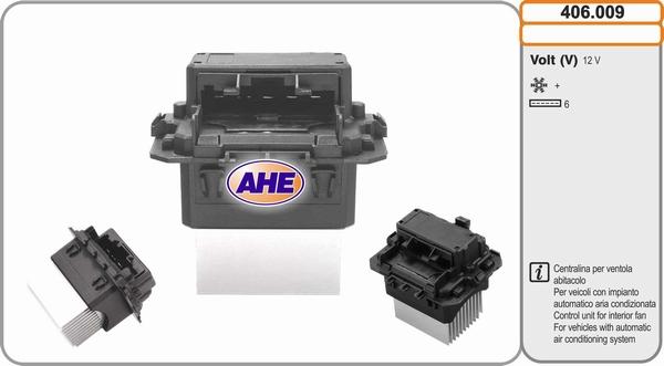 AHE 406.009 - Centralina, Ventola elettr. (Raffreddamento motore) www.autoricambi360.it