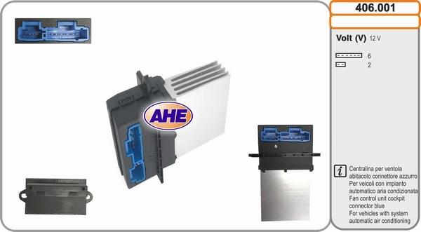 AHE 406.001 - Centralina, Ventola elettr. (Raffreddamento motore) www.autoricambi360.it