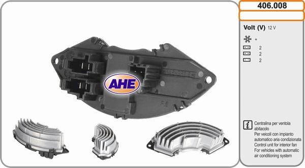 AHE 406.008 - Centralina, Ventola elettr. (Raffreddamento motore) www.autoricambi360.it