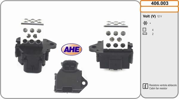 AHE 406.003 - Resistore addizionale, Elettromotore-Ventola radiatore www.autoricambi360.it
