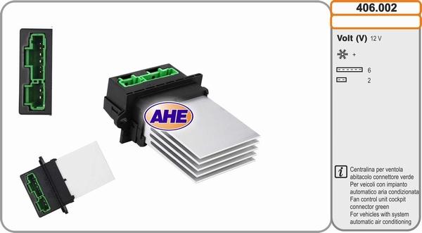 AHE 406.002 - Centralina, Ventola elettr. (Raffreddamento motore) www.autoricambi360.it