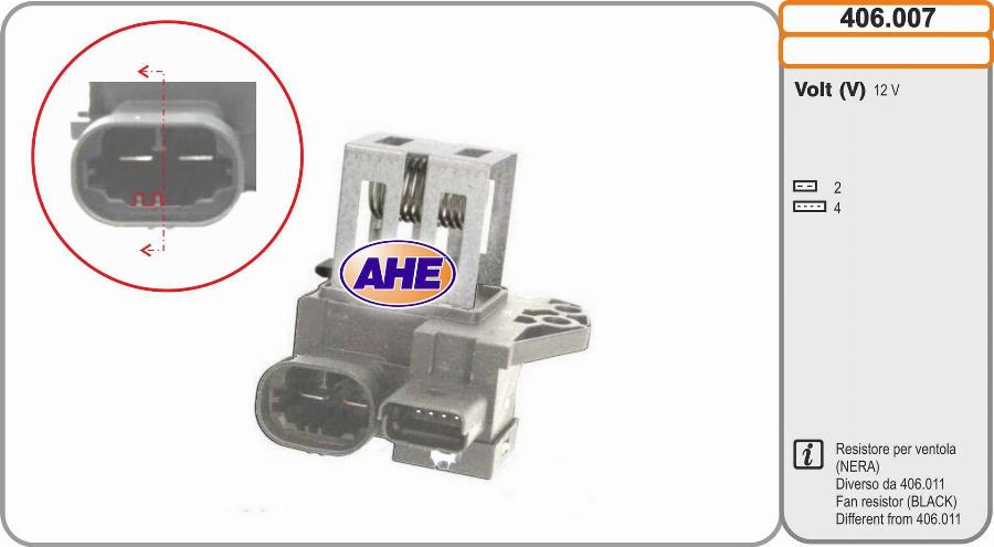 AHE 406.007 - Resistore addizionale, Elettromotore-Ventola radiatore www.autoricambi360.it