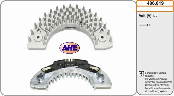 AHE 406.019 - Centralina, Ventola elettr. (Raffreddamento motore) www.autoricambi360.it