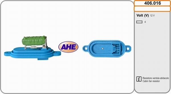 AHE 406.016 - Resistore addizionale, Elettromotore-Ventola radiatore www.autoricambi360.it