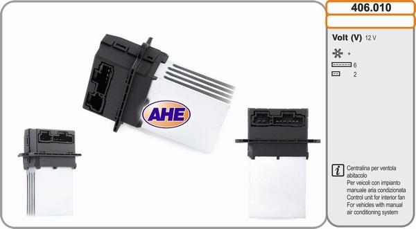 AHE 406.010 - Centralina, Ventola elettr. (Raffreddamento motore) www.autoricambi360.it