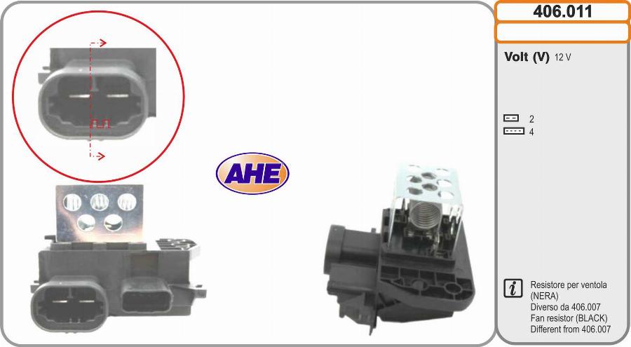 AHE 406.011 - Resistore addizionale, Elettromotore-Ventola radiatore www.autoricambi360.it