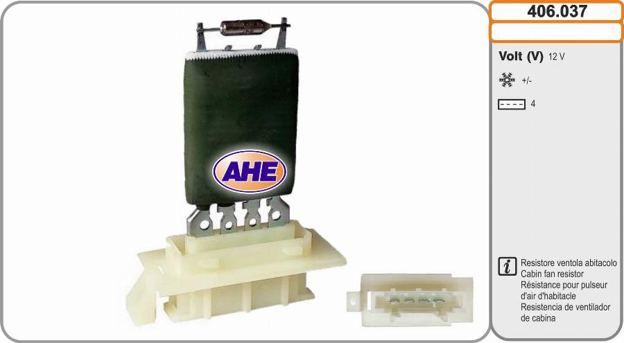 AHE 406.037 - Resistore addizionale, Elettromotore-Ventola radiatore www.autoricambi360.it
