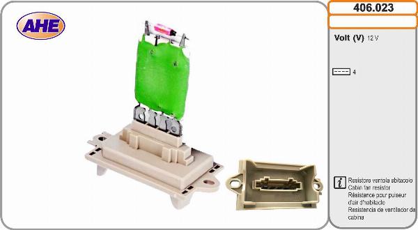 AHE 406.023 - Resistore addizionale, Elettromotore-Ventola radiatore www.autoricambi360.it