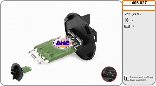 AHE 406.027 - Resistore addizionale, Elettromotore-Ventola radiatore www.autoricambi360.it
