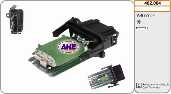 AHE 402.004 - Resistore addizionale, Elettromotore-Ventola radiatore www.autoricambi360.it