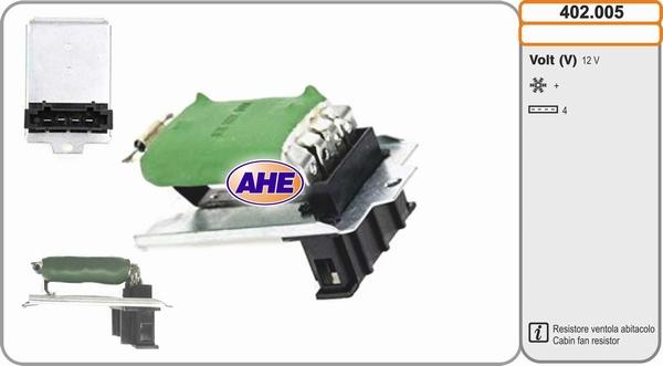 AHE 402.005 - Resistore addizionale, Elettromotore-Ventola radiatore www.autoricambi360.it