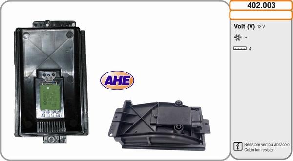 AHE 402.003 - Resistore addizionale, Elettromotore-Ventola radiatore www.autoricambi360.it