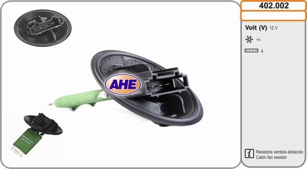AHE 402.002 - Resistore addizionale, Elettromotore-Ventola radiatore www.autoricambi360.it